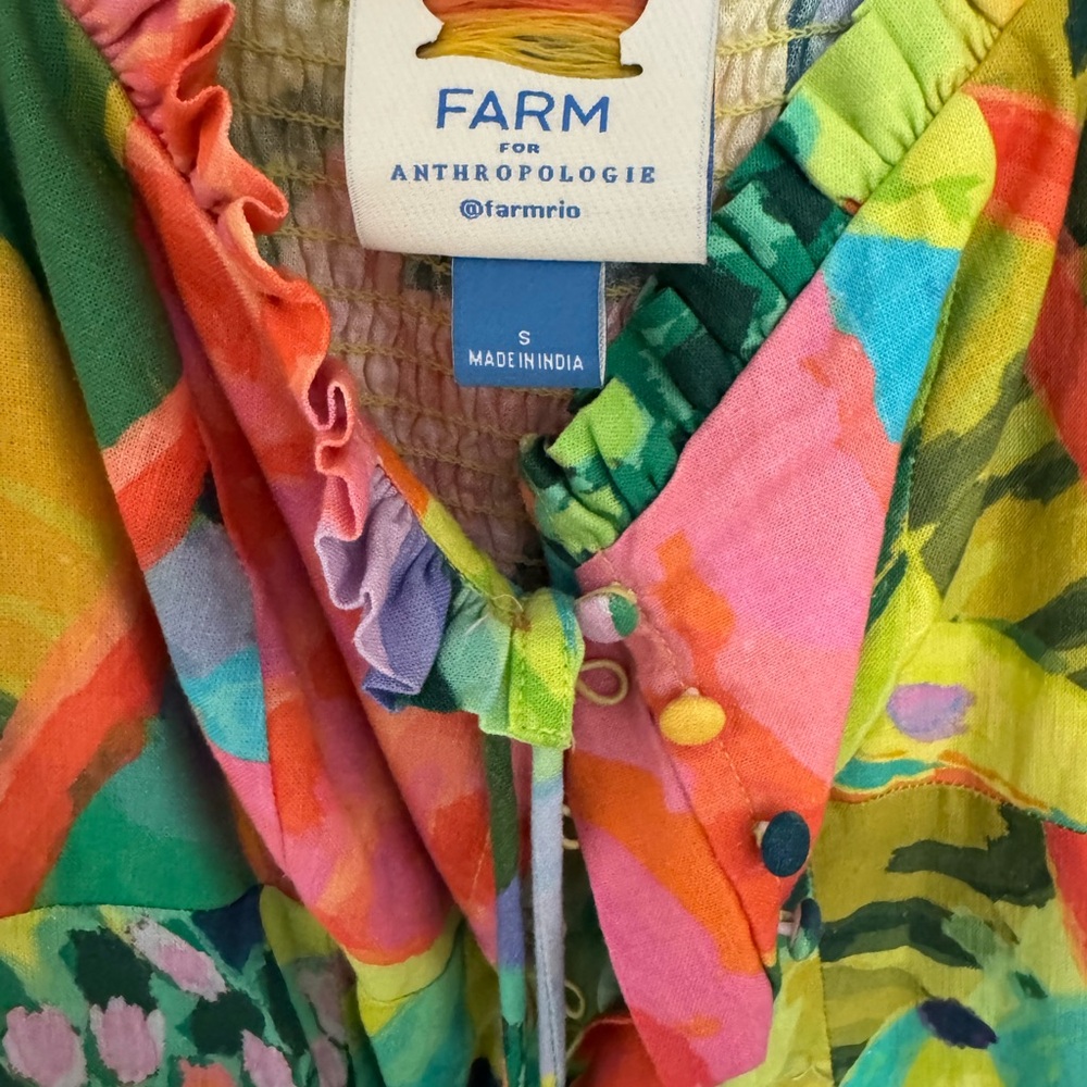 FARM Rio Multicolor Tropical Print Maxi Dress - Green, Yellow, Pink, Blue - Picture 3 of 3